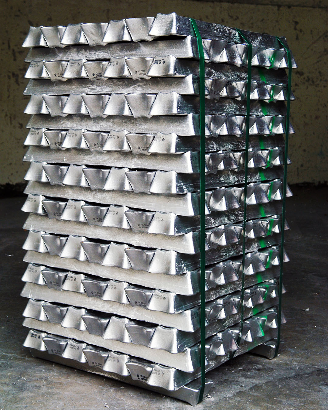 a stack of silver ingots