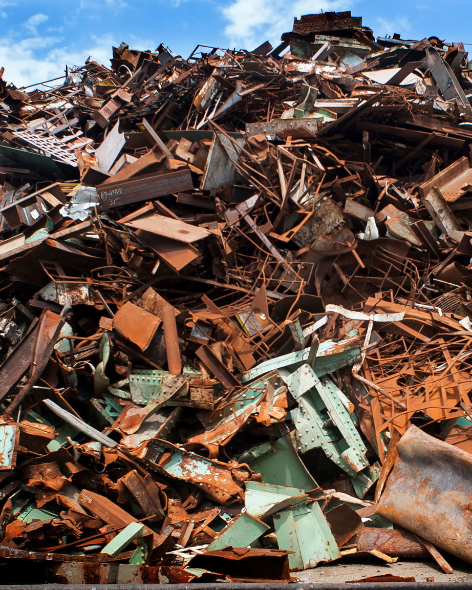 A Pile of rusted metal scrap for recycling