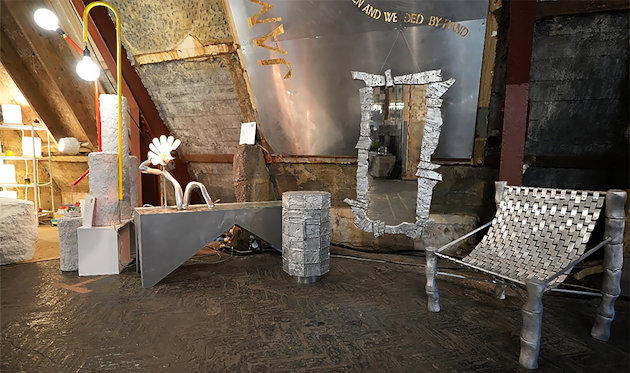 Recycled scrap aluminium furniture by Jamps Studio, at London Design Festival 2023