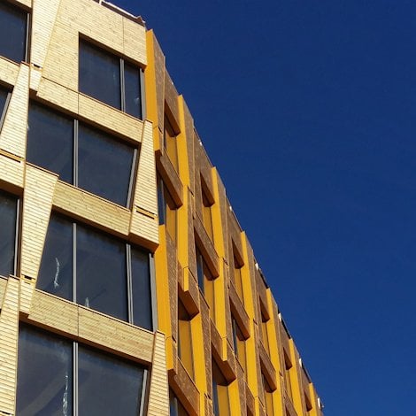 building facade of wood and glass