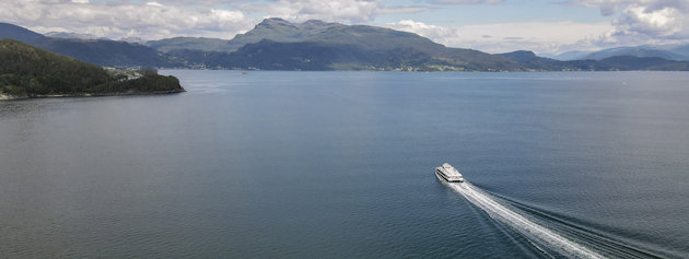 MS Medstraum is the world's first zero-emission fast ferry. It sails a commuter route on the west coast of Norway.