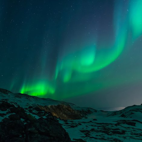 aurora borealis over winter landscape