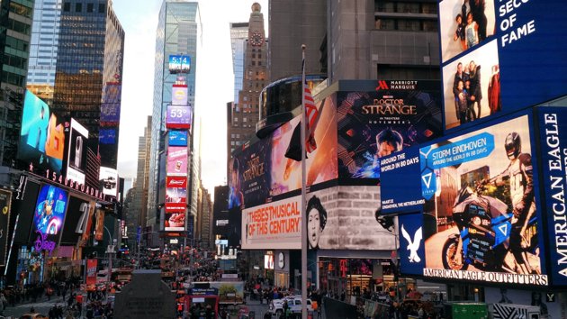 many large led billboards in times square new york city