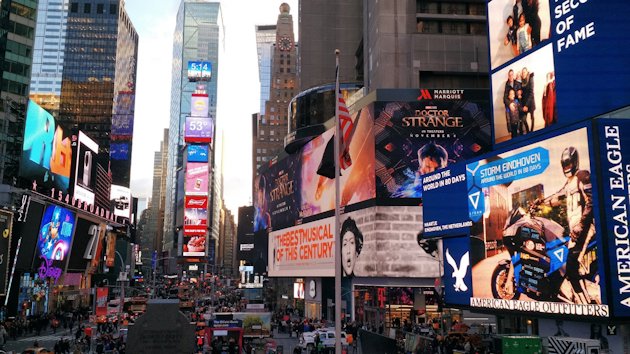 many large led billboards in times square new york city